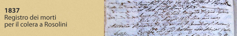 1837 - Registro dei morti per il colera a Rosolini